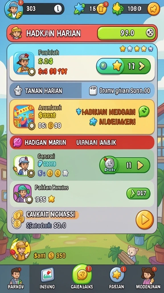 Menyajikan berbagai pilihan mode permainan.